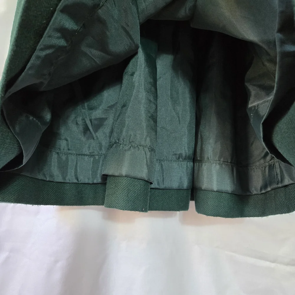 Pamela Chicas Girls Green Sleeveless Heart Gingham Accent Wool Dress 5 Vtg Spain